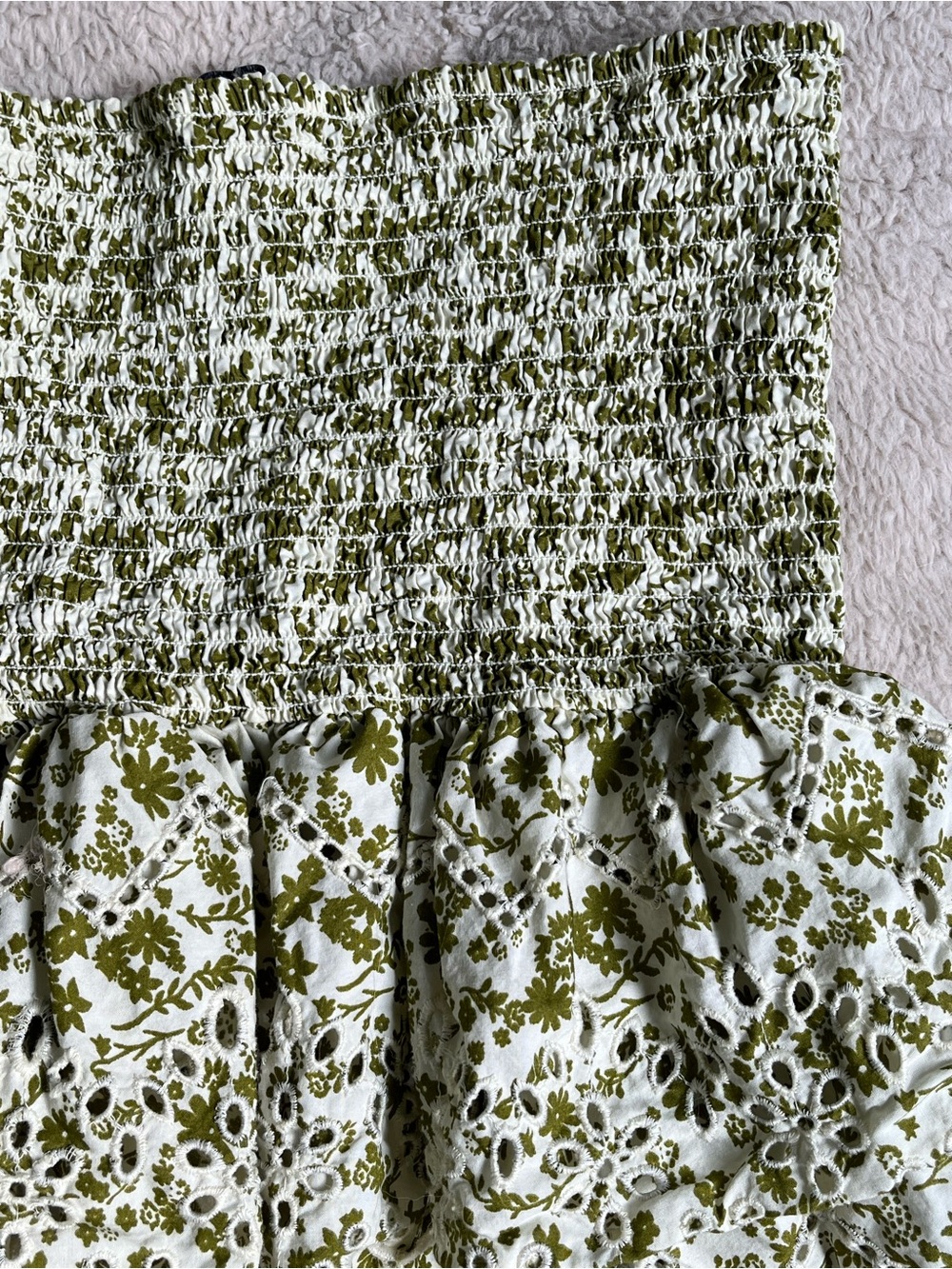 Cottage Core Zara Coquette Drop Waist Smocked Ruffle Mini Skirt Boho - Picture 4 of 9